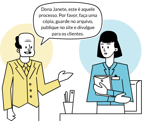 imagem de um chefe pedindo para secretária executar uma tarefa