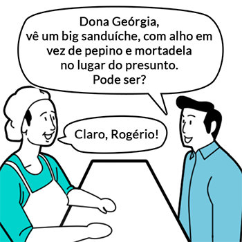 imagem de um homem um pedido em uma lanchonete.